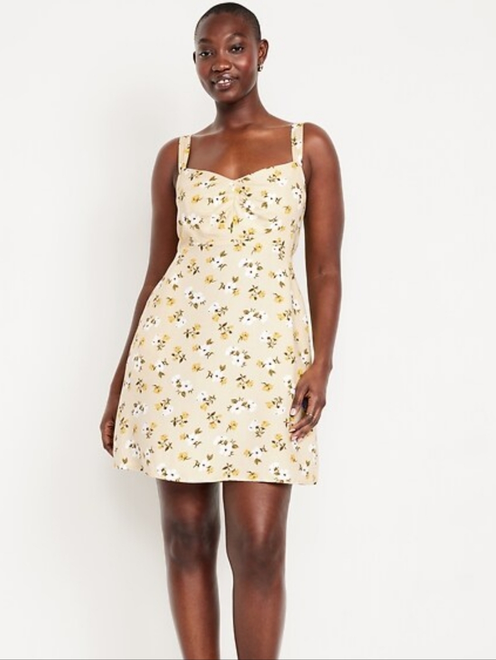 NWT-Old Navy Pale Yellow Floral Smocked Dress